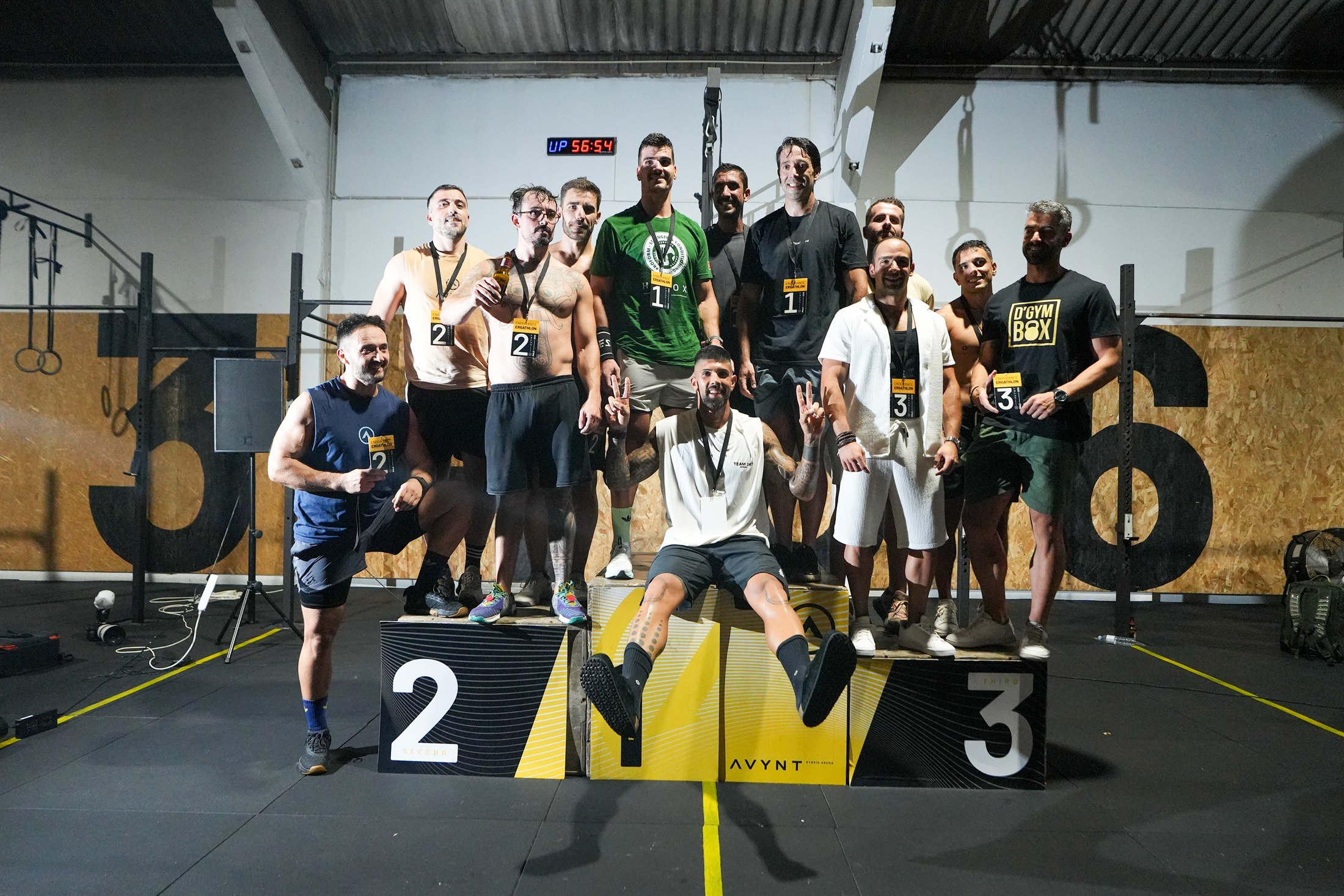 Men's podium group at the inaugural AVYNT Ergathlon in Vila Nova de Gaia