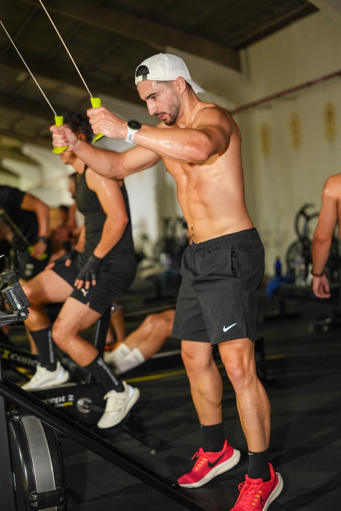 An athlete works on the SkiErg during the inaugural AVYNT Ergathlon
