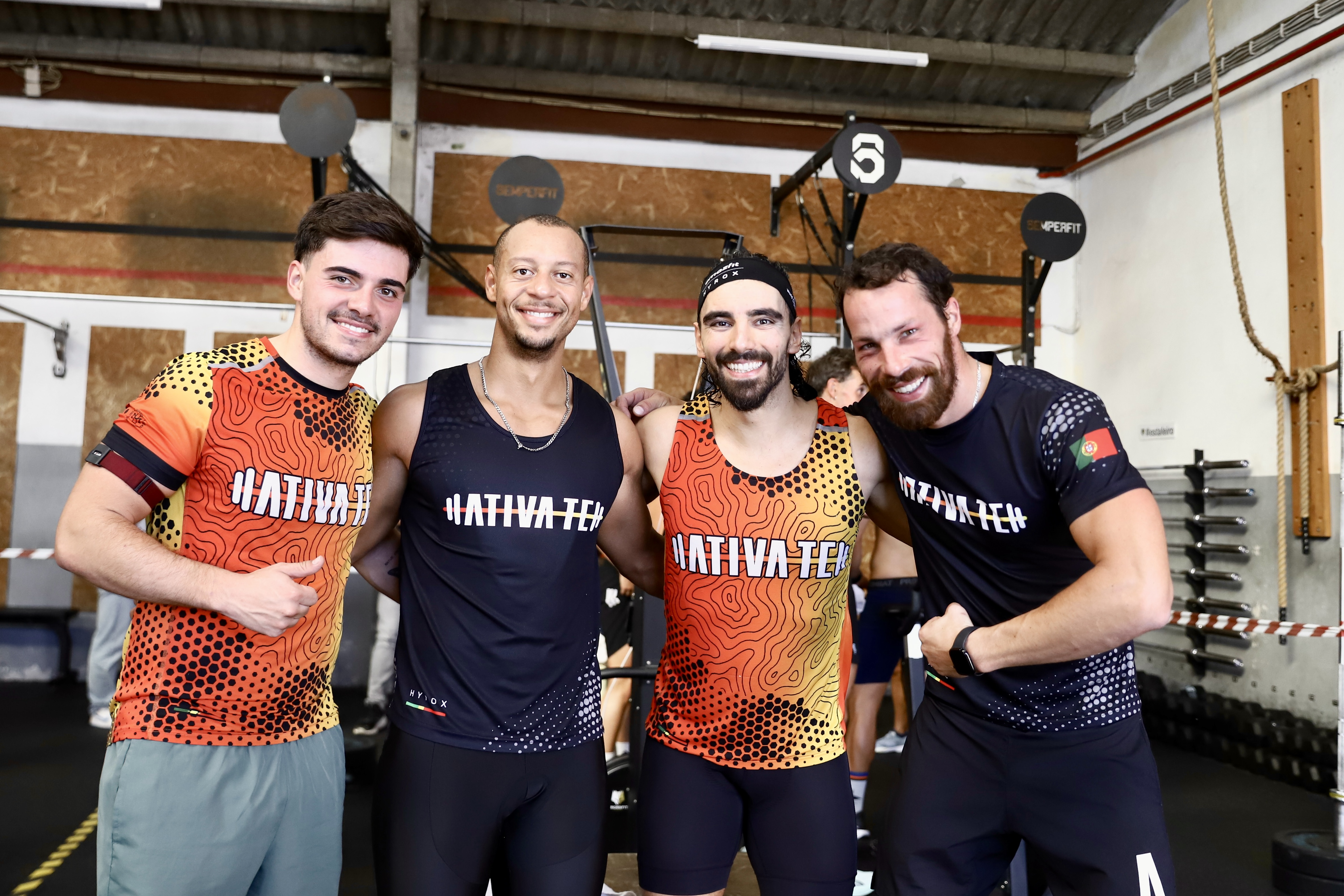 Four athletes gather after the Ergathlon in Santa Maria da Feira